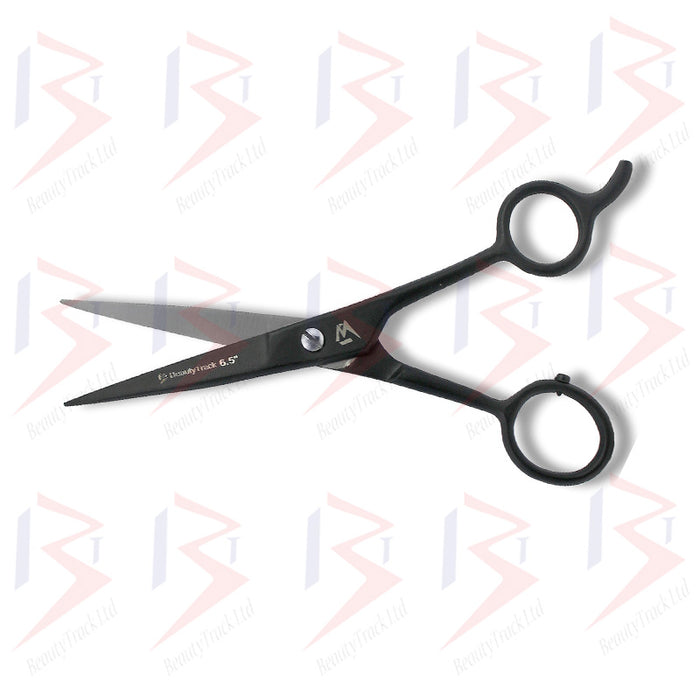 BeautyTrack Barber Scissors Basic Hair Cutting Shears 6.5 Inch Black