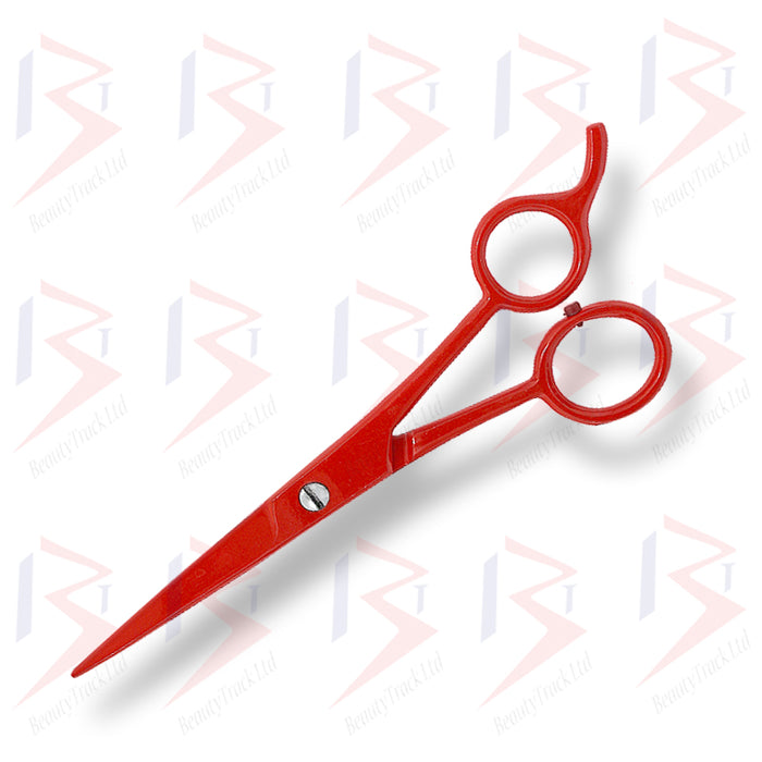 BeautyTrack Barber Scissors Basic Hair Cutting Shears 6.5 Inch Red
