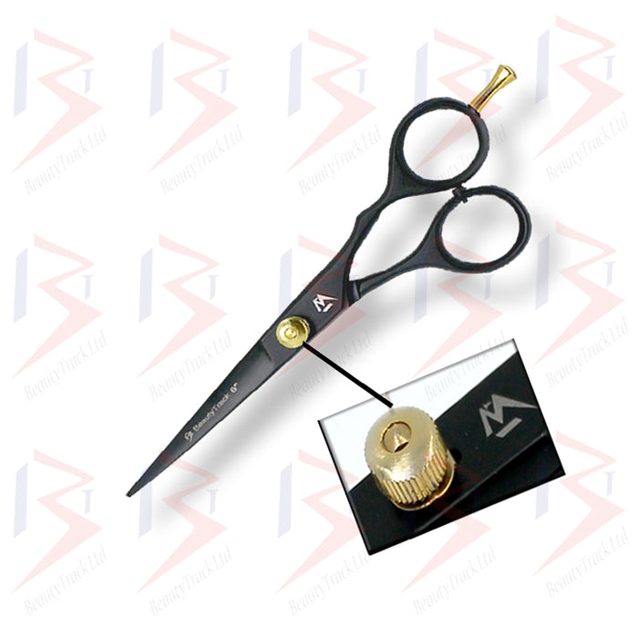 BeautyTrack Barber Scissors Salon Hairdressing Shears Black 6.0 Inch
