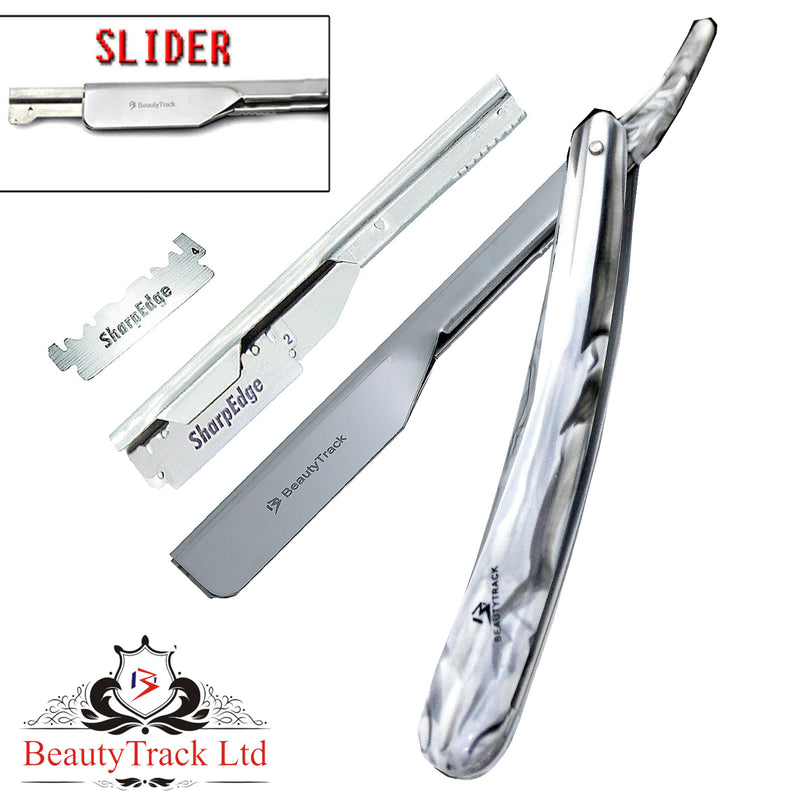 BeautyTrack Herren-Rasierrasierer mit Marmoreffekt, einschiebbarer Kunststoffgriff