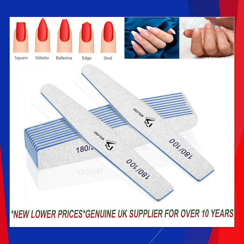 100/180 Grit Nail File Diamond Buffer Emery Board Professional Nail Files