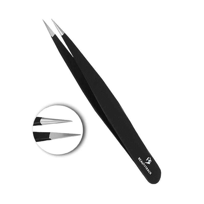 Eyebrow Black Tweezers Set Fine Pointed And Slanted