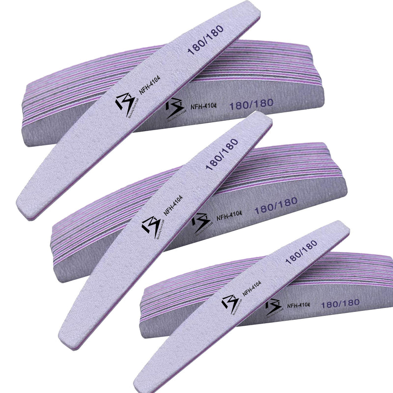 Lime à ongles grain 180/180, tampon demi-lune, planche d'émeri