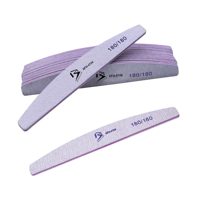 Lime à ongles grain 180/180, tampon demi-lune, planche d'émeri