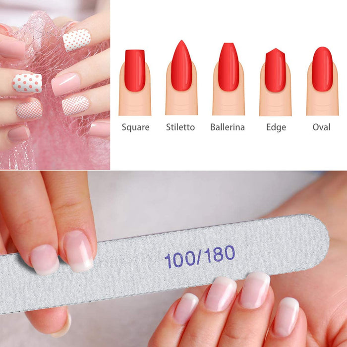 100/180 Grit Nail File Straight Buffer Emery Board Professional Nail Files