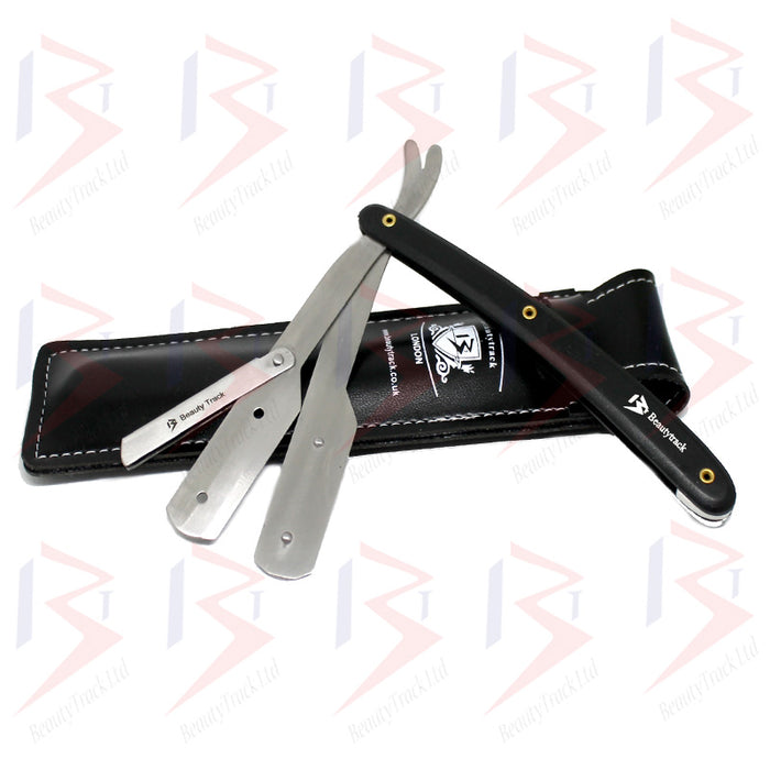 BeautyTrack Barber Cut Throat Straight Salon Rasierrasierer Schwarz