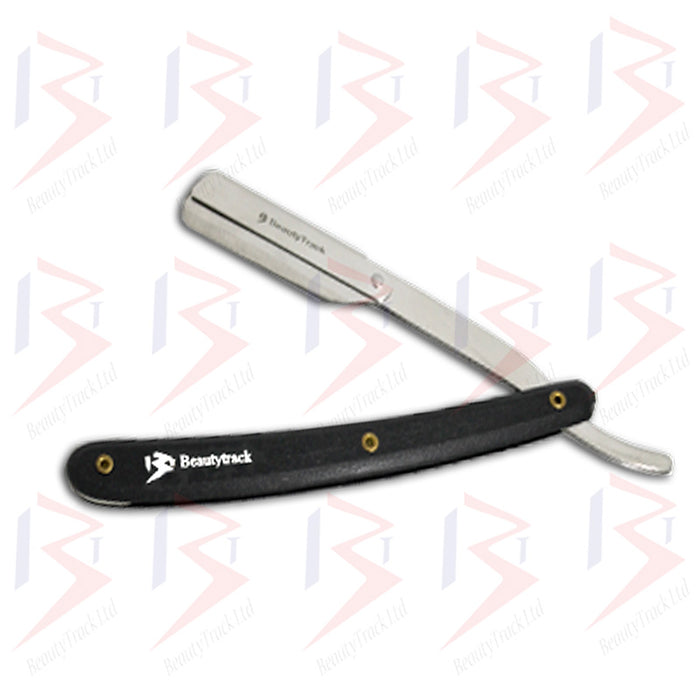 BeautyTrack Barber Cut Throat Straight Salon Shaving Razor Black