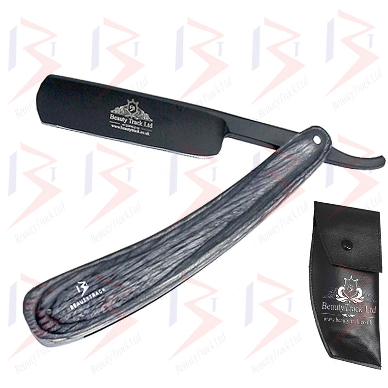 BeautyTrack Barber Salon Straight Cut Throat Shaving Razor Wood Handle