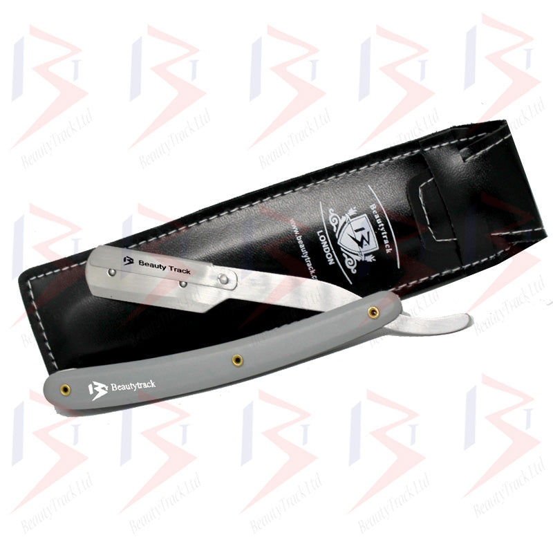 BeautyTrack Barber Salon Straight Cut Throat Wet Shaving Razor Grey