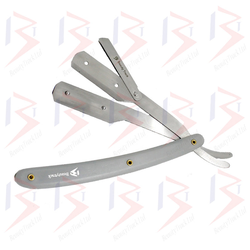 BeautyTrack Barber Salon Straight Cut Throat Wet Shaving Razor Grey