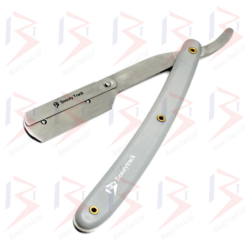BeautyTrack Barber Salon Straight Cut Throat Wet Shaving Razor Grey