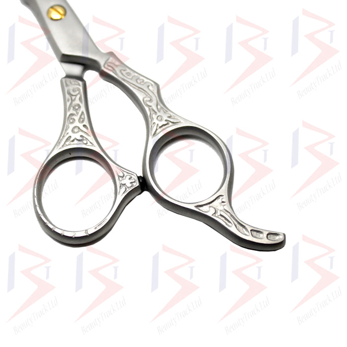 BeautyTrack Barber Scissor Hair Cutting Dragon Design Shears 6.5 Inches Silver