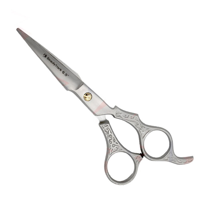 BeautyTrack Barber Scissor Hair Cutting Dragon Design Shears 6.5 Inches Silver