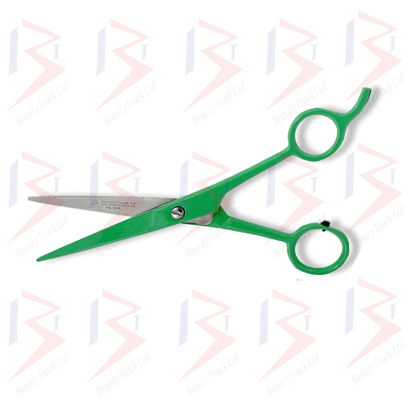 BeautyTrack Barber Scissors Basic Hair Cutting Shears 6.5 Inch Green