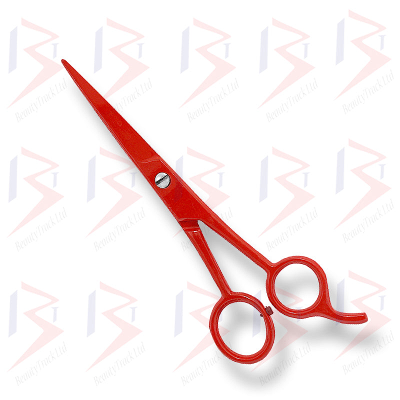 BeautyTrack Barber Scissors Basic Hair Cutting Shears 6.5 Inch Red