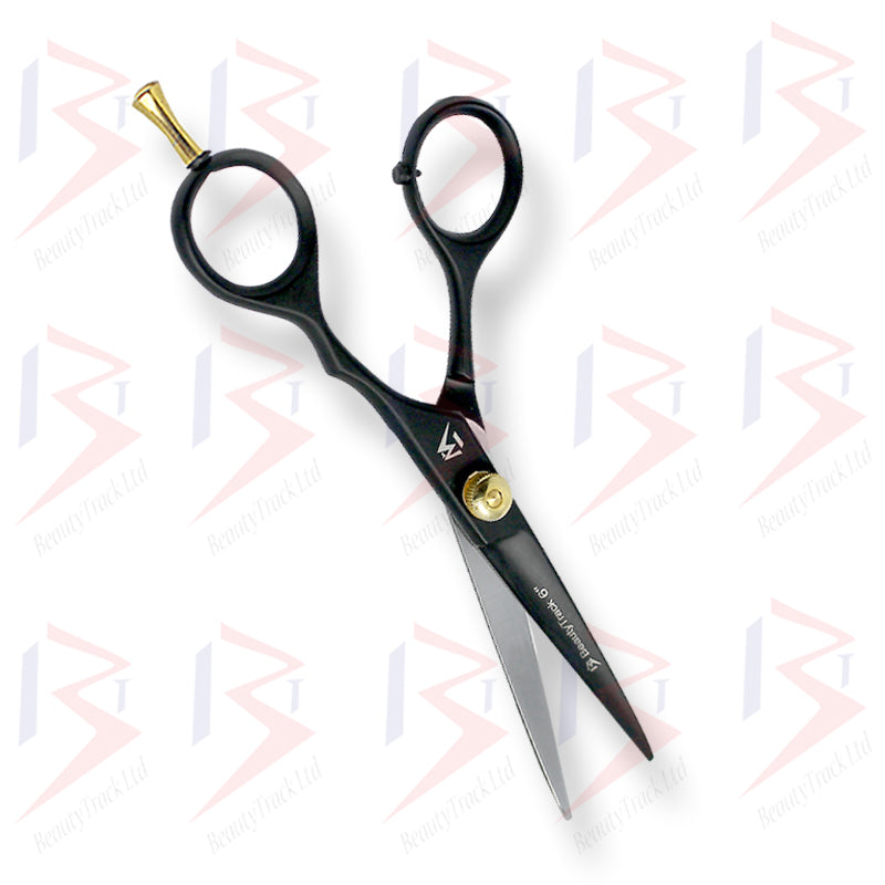 BeautyTrack Barber Scissors Salon Hairdressing Shears Black 6.0 Inch