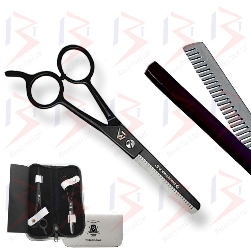 BeautyTrack Barber Scissors Set Basic Hair Cutting Shears 6.5 Inch Black