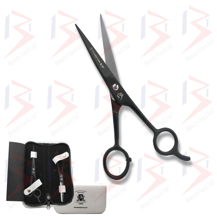 BeautyTrack Barber Scissors Set Basic Hair Cutting Shears 6.5 Inch Black