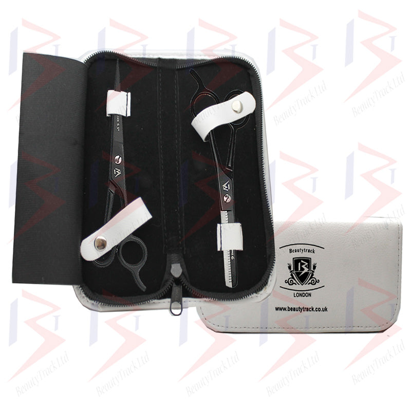 BeautyTrack Barber Scissors Set Basic Hair Cutting Shears 6.5 Inch Black