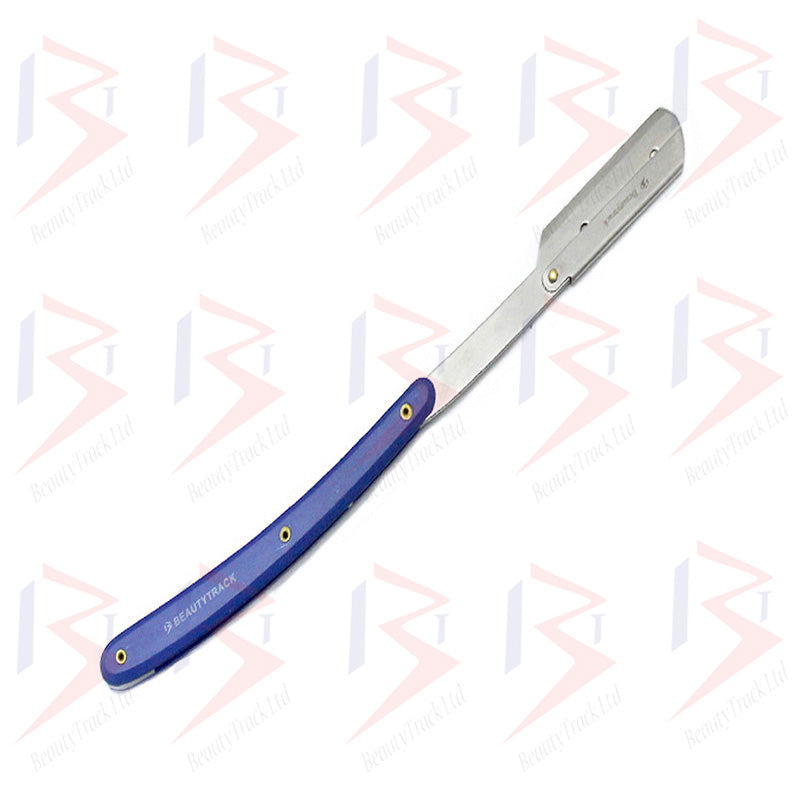 BeautyTrack Barber Straight Cut Throat Salon Shaving Razor Blue