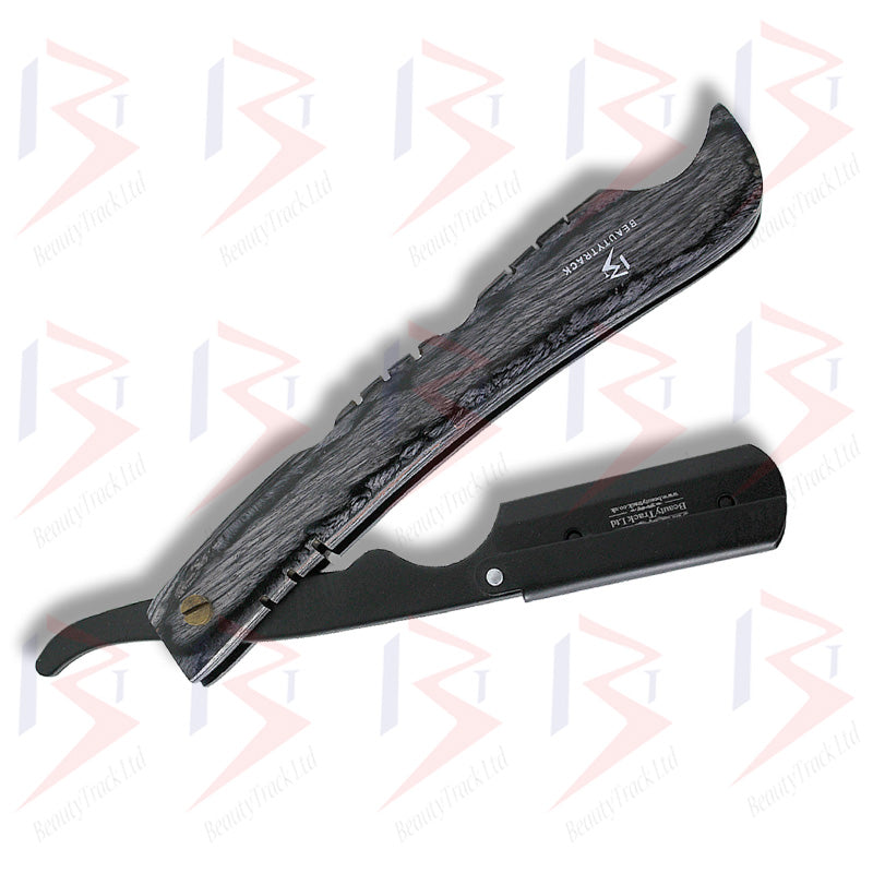 BeautyTrack Classic Wood Handle Barber Straight Cut Throat Shaving Razor