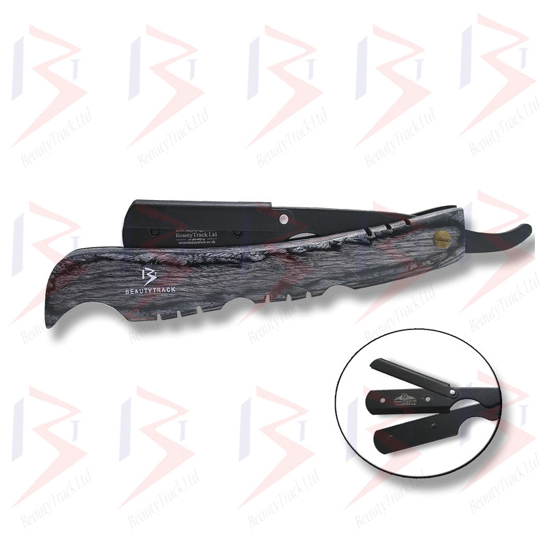 BeautyTrack Classic Wood Handle Barber Straight Cut Throat Shaving Razor