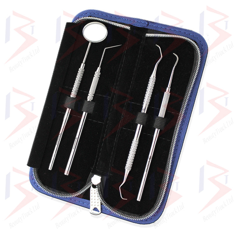 BeautyTrack Zahnspiegel-Scaler-Set, Zahnschaber, Zahnseide-Werkzeug