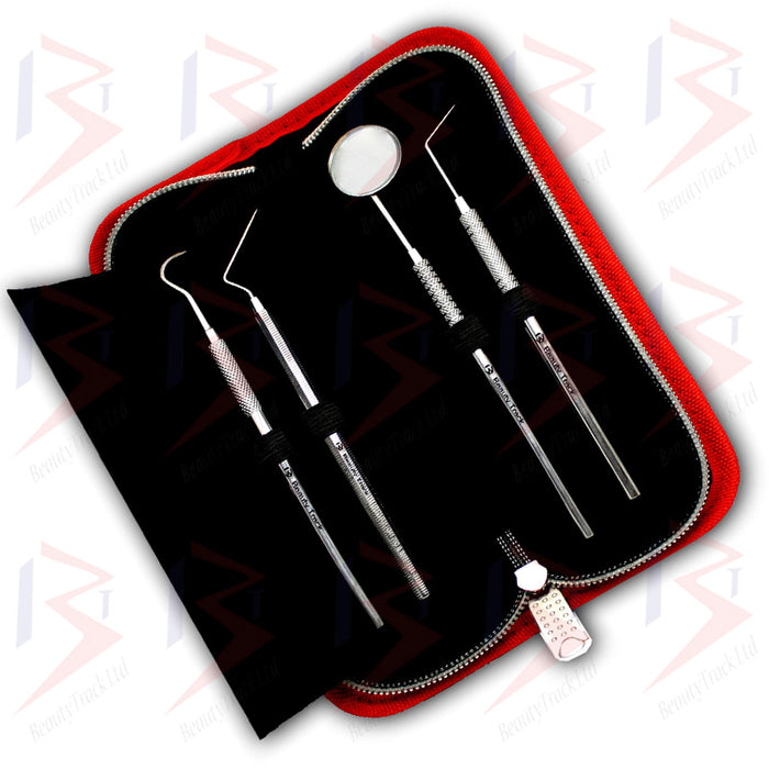 BeautyTrack Dental Scaler Probes Pick Set Mouth Mirror Steel Tool Kit