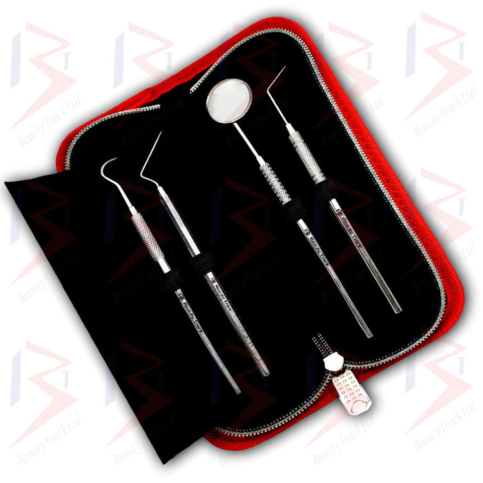 BeautyTrack Détartreur dentaire Sondes Pick Set Bouche Miroir Kit d'outils en acier