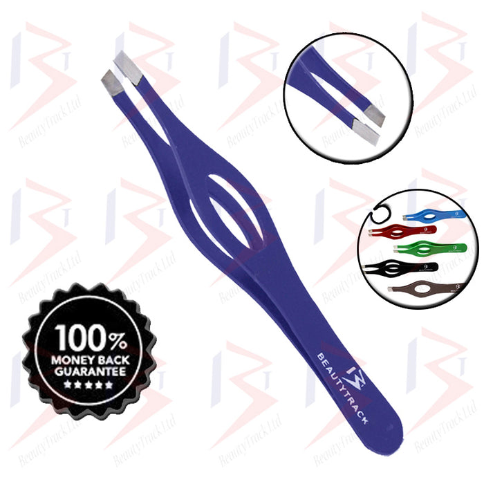 BeautyTrack Eyebrow Tweezers Hair Beauty Dark Blue Slanted Tweezer