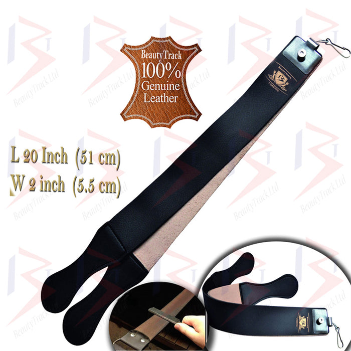 BeautyTrack Genuine Leather Sharpening Strop Strap Shaving Razor Belt Black