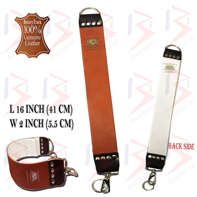 BeautyTrack Genuine Leather Sharpening Strop Strap Shaving Razor Belt Brown
