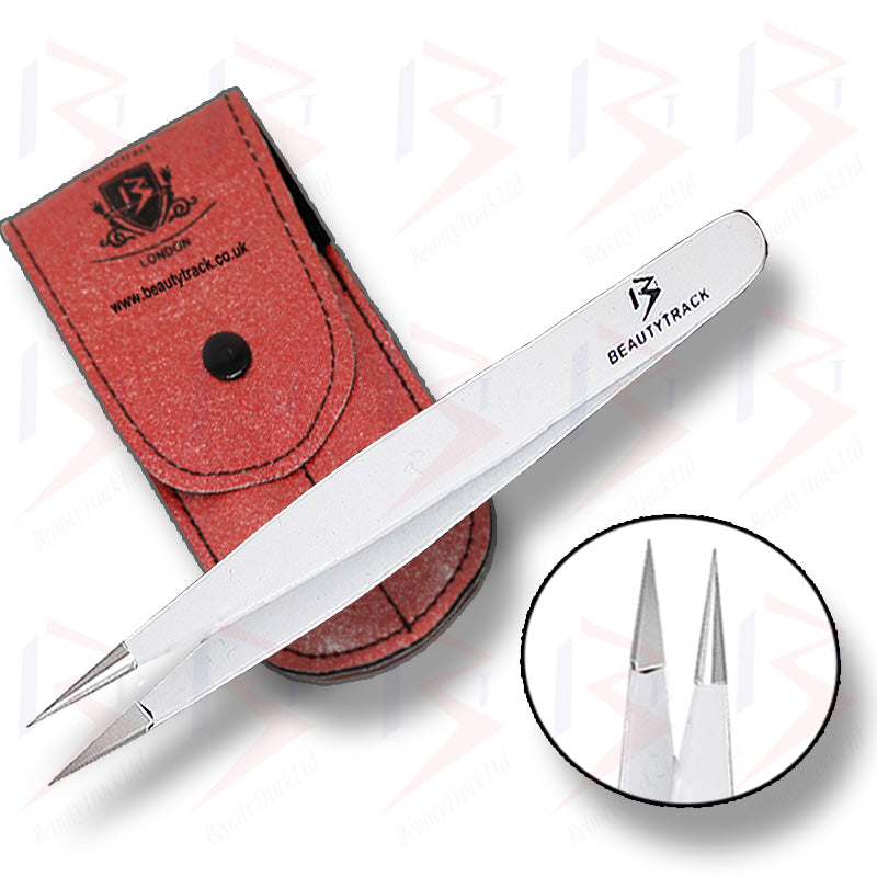 BeautyTrack Hair Tweezers Set Beauty Eyebrow Eyelashes Extension White