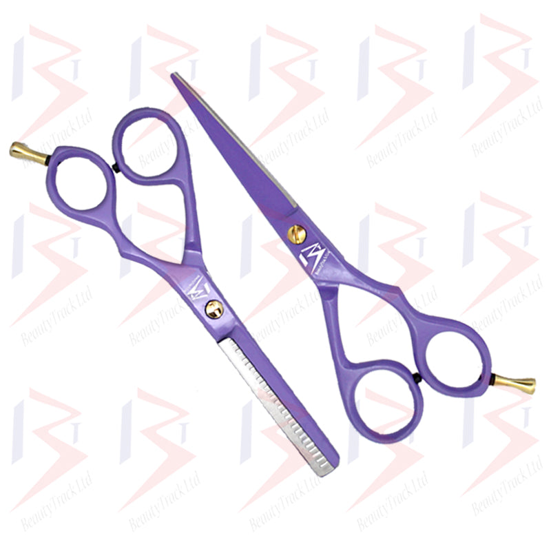 BeautyTrack Hairdressing Scissor Set Barber Thinning Salon 6.0 Inch Purple
