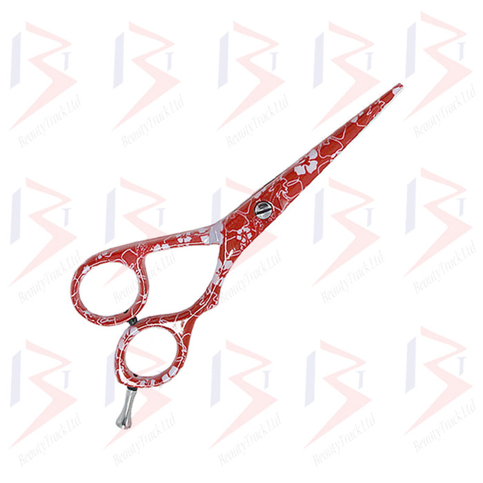 BeautyTrack Hairdressing Scissor Set Salon Shears 5.5' Red Flower Print