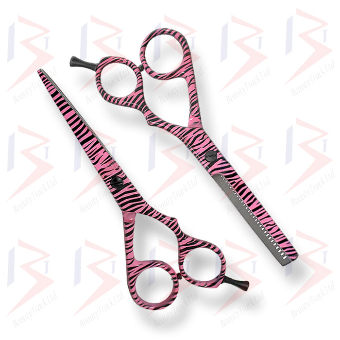BeautyTrack Hairdressing Scissor Set Salon Shears 6' Pink Zebra Print