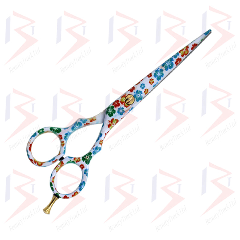BeautyTrack Hairdressing Scissor Set Salon Thinning Shears 5.5' Flower Design