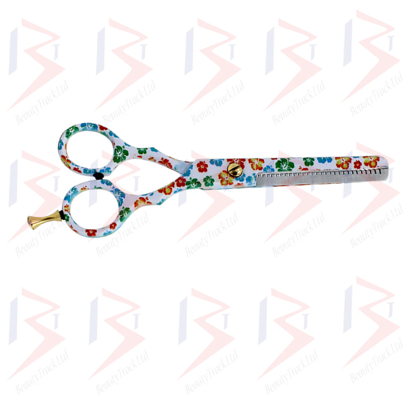BeautyTrack Hairdressing Scissor Set Salon Thinning Shears 5.5' Flower Design