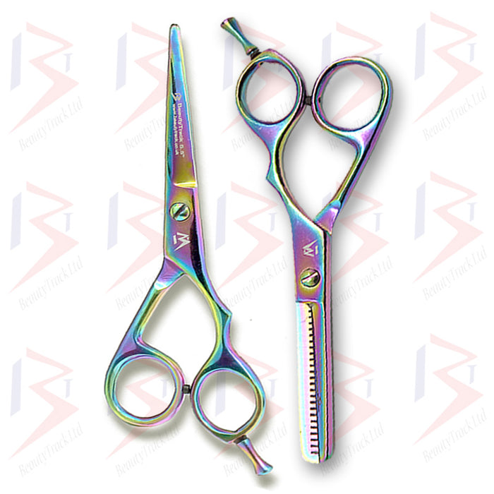 BeautyTrack Hairdressing Scissor Set Salon Thinning Shears Multi 6 Inch
