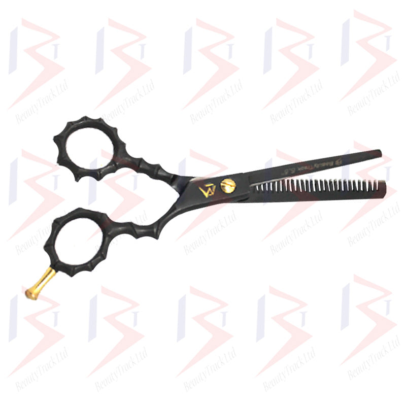 BeautyTrack Hairdressing Scissors Set Skeleton Style Shears 5.5 Inch Matte Black