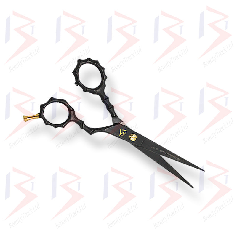 BeautyTrack Hairdressing Scissors Set Skeleton Style Shears 5.5 Inch Matte Black