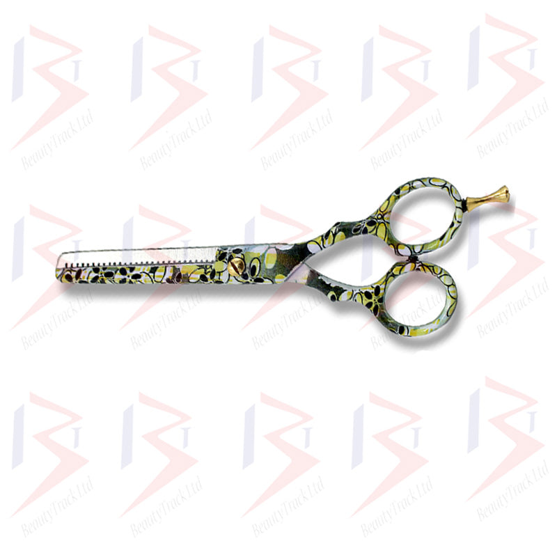 BeautyTrack Hairdressing Thinning Scissor Barber Salon Yellow Flower Design