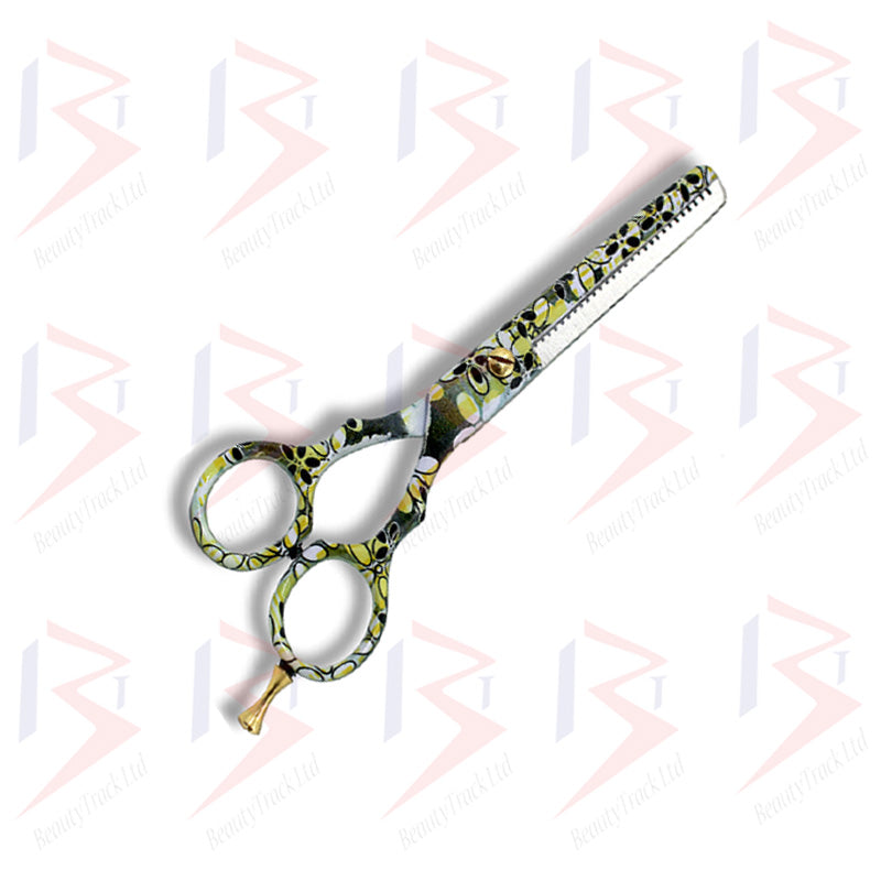 BeautyTrack Hairdressing Thinning Scissor Barber Salon Yellow Flower Design