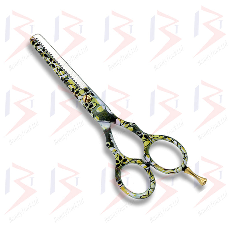 BeautyTrack Hairdressing Thinning Scissor Barber Salon Yellow Flower Design