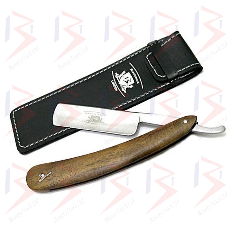 BeautyTrack Men Shaving Razor Straight Cut Throat Razors Wood Handle