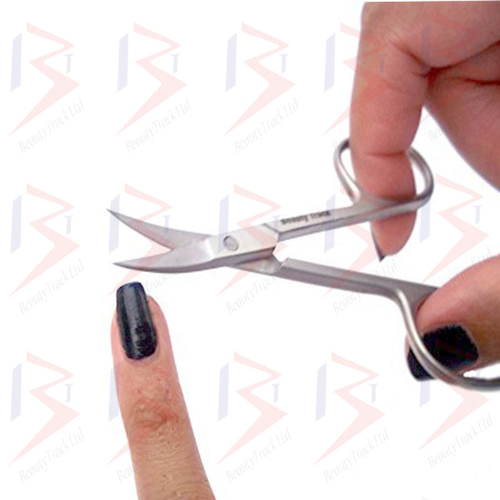 BeautyTrack Nail Scissors Cuticle Nail Art Tool  Manicure Pedicure Curve Edge