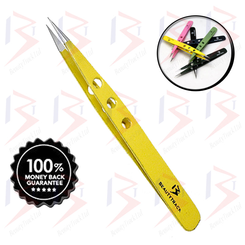 BeautyTrack Pointed Eyebrow Tweezers Hair Beauty Tweezer Yellow