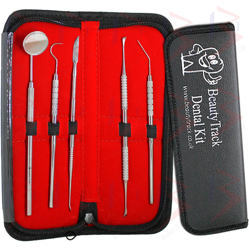 BeautyTrack Dissolvant de tartre dentaire professionnel, grattoir et ensemble de miroirs