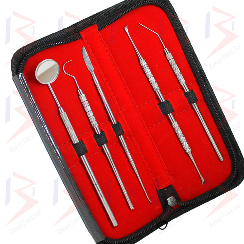 BeautyTrack Dissolvant de tartre dentaire professionnel, grattoir et ensemble de miroirs