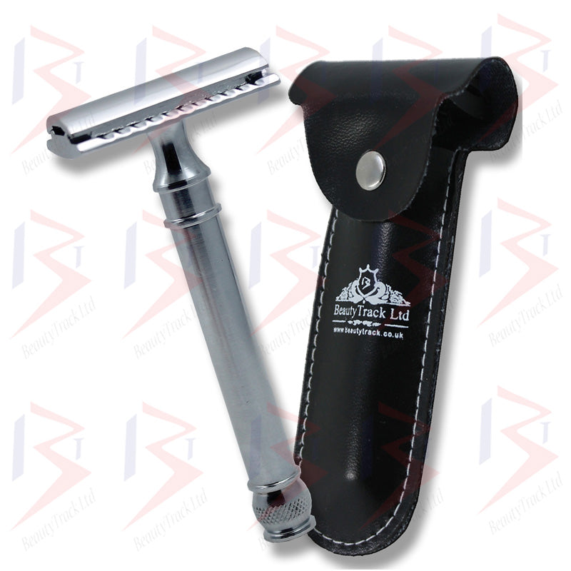 BeautyTrack Sicherheitsrasierer, doppelschneidiger Bartrasierer aus Edelstahl